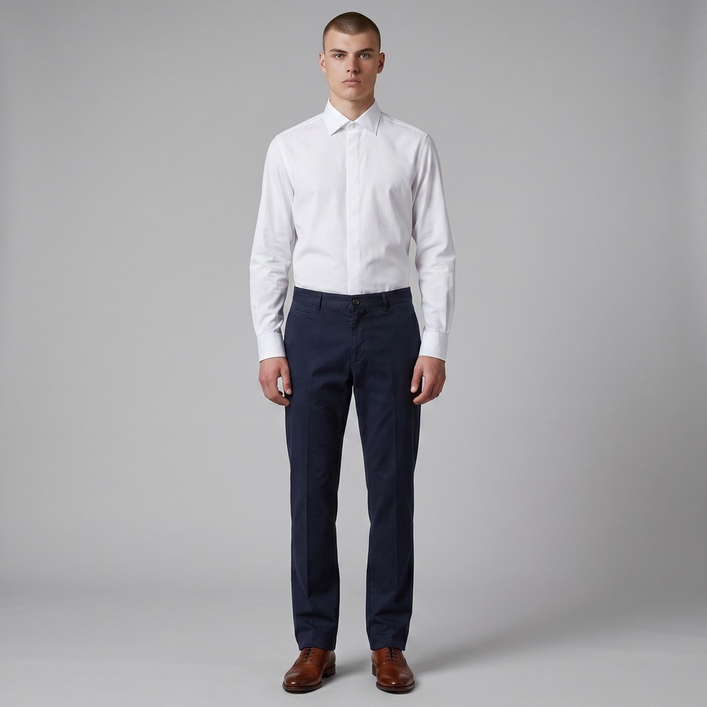 Zegna Sport Aviator Chinos Pants Mens 33x33 Navy Blue Straight Fit Cotton